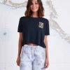 Salty Crew Ink Slinger Faded Black Crop Boyfriend Tee Womens